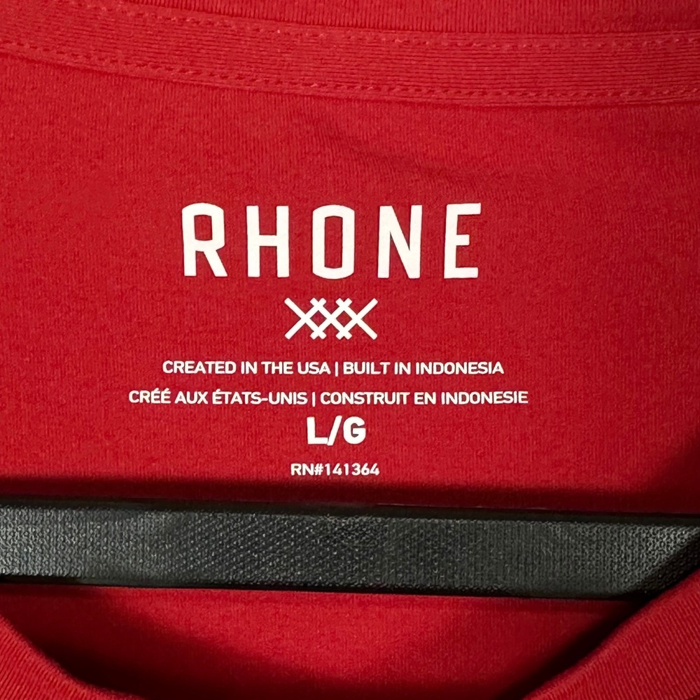 Rhone Reign Training Shirt Mens Large Red Short Sleeve Athletic Tee - Picture 3 of 11